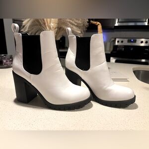 Stylish White and Black Ankle Boots